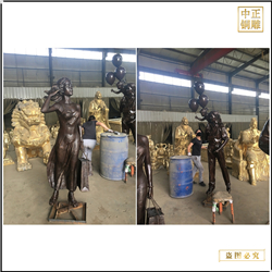 購物人物銅雕塑擺件 購物人物銅雕塑擺件