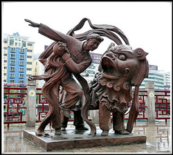 舞獅雕塑|大型舞獅情景小品雕塑